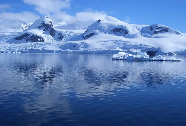 Bellissimo Paesaggio Antartico Con Oceano Iceberg Riflessione Una Giornata Sole — Foto Stock