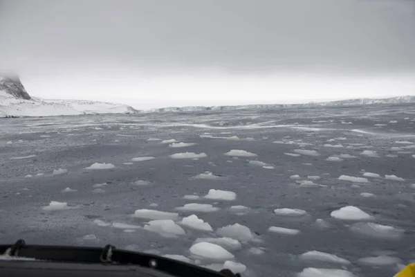 Antarktyda Krajobraz Ocean Śniegu Lodu Gór Lodowych Pochmurny Dzień — Zdjęcie stockowe