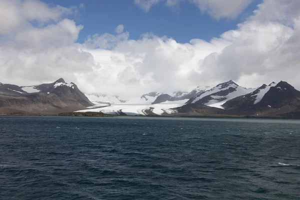 Südgeorgien Landschaft Mit Meer Und Schnee Einem Bewölkten Tag — Stockfoto