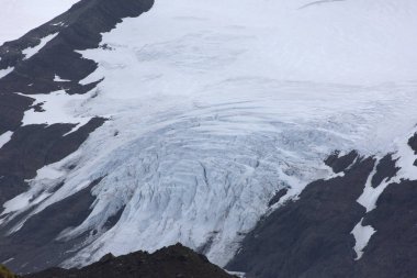 Güney Georgia Peyzah deniz, buzul ve bulutlu bir günde kar
