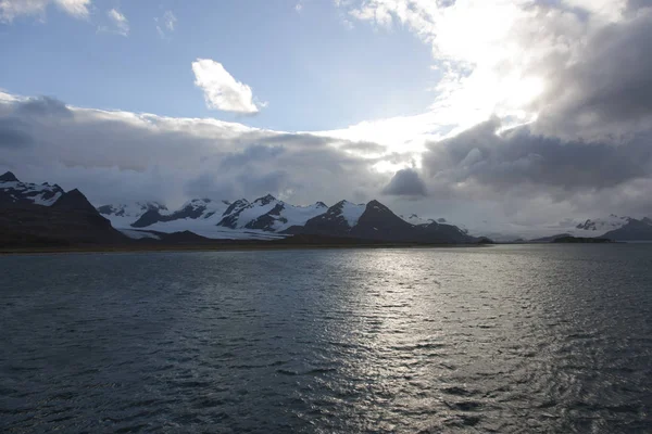 Südgeorgien Peyzah Mit Meer Gletscher Und Schnee Einem Bewölkten Tag — Stockfoto