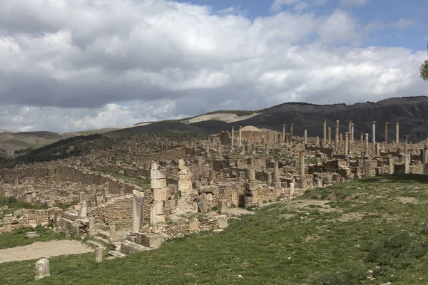 Algeria ruins of the ancient Roman city of Cemil on a cloudy day