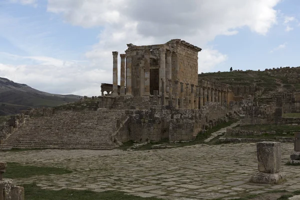 Algeria ruins of the ancient Roman city of Cemil on a cloudy day