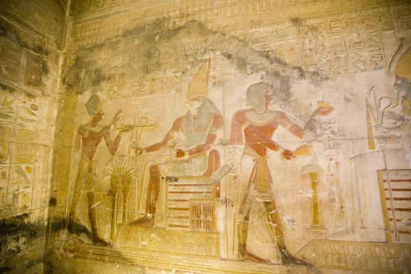 Egypt Temple Seti Abydos Interior Decoration — Stock Photo, Image