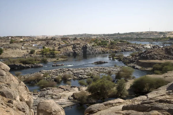 Mısır Aswan Nil Ilk Katarakt Görünümünü Açık Güneşli Bir — Stok fotoğraf