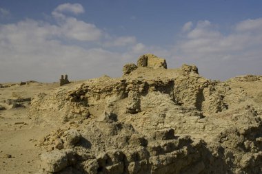 Mısır. Açık güneşli bir günde el Fayoum Antik Mısır kalıntıları