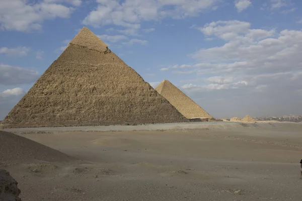 Egipto Pirámides Cairo Giza Día Soleado Nublado — Foto de Stock