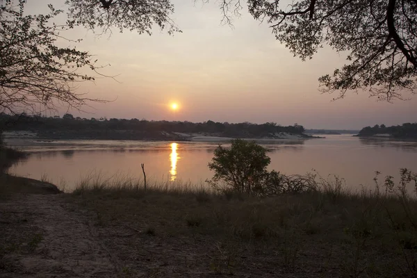 Zambia Zambezi river at sunrise in the Ngonje waterfalls area