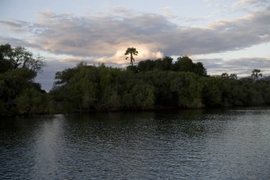 Zambezi Nehri 'nde Zimbabve günbatımı