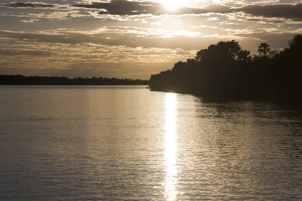 Pôr Sol Rio Zambeze — Fotografia de Stock