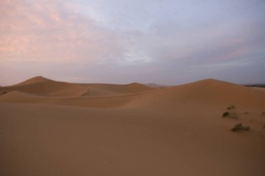 Bahar ın şafağında Merzouga yakınlarındaki Fas Sahra Çölü