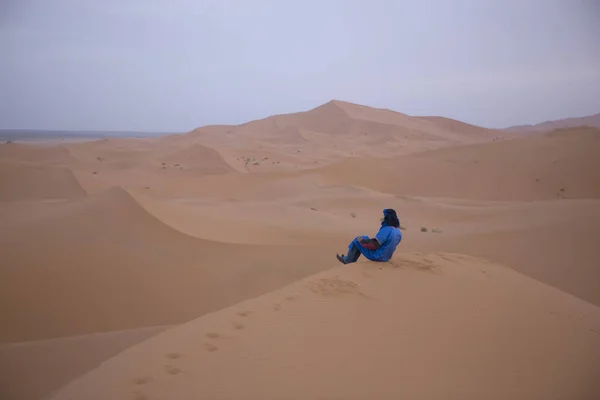 Marruecos Desierto Del Sahara Cerca Merzouga Amanecer Del Día Primavera — Foto de Stock