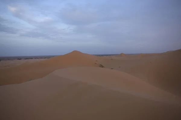 春の夜明けにメルズーガ近くのモロッコサハラ砂漠 — ストック写真