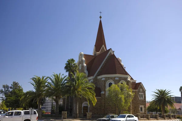 Namibia Windhoek Evangelisch Lutherische Christuskirche Einem Sonnigen Sommertag — Stockfoto