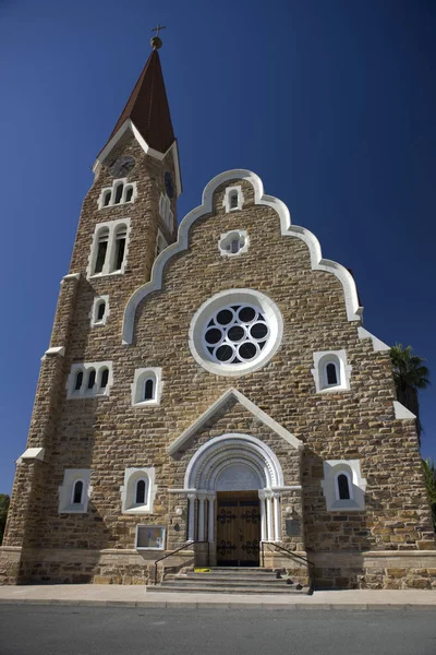 Namibya Güneşli Bir Yaz Gününde Windhoek Evangelic Lutheran Christus Churche — Stok fotoğraf