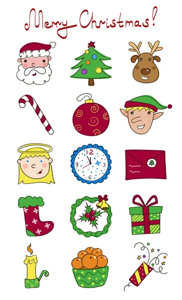 Verzameling Van Kerstmis Stickers — Stockvector