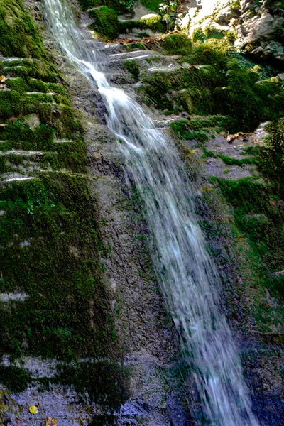 瀑布从山沟里流下，瀑布从山河中流下。快速电流 — 图库照片