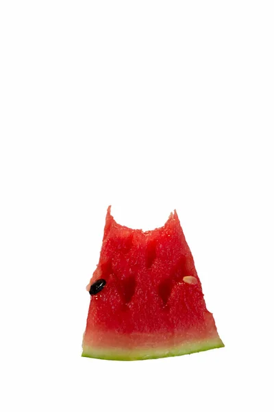 Plak Watermeloen Geïsoleerd Witte Achtergrond — Stockfoto
