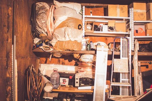 Trash Garage Piled Different Old Things Mess — Stock Photo, Image