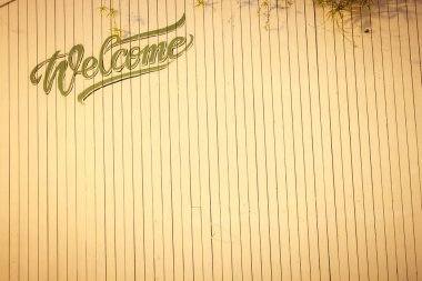 Yazıt hoş geldiniz arka plan üzerinde beyaz kirişler. Akşam arka plan