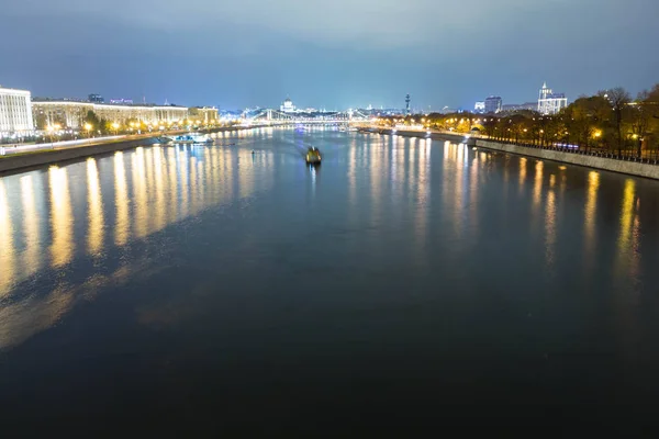 Big City River Background City Lights Evening Time — Stock Photo, Image