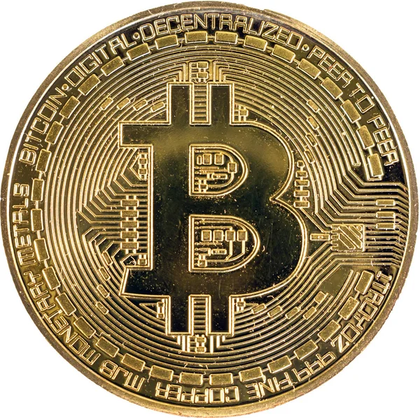 Bitcoin Золоті Монети Крупним Планом Ізолювати — стокове фото