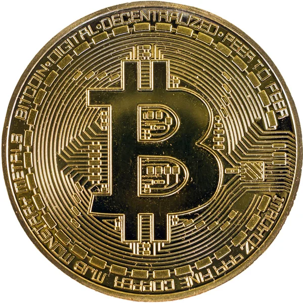 Bitcoin Золоті Монети Крупним Планом Ізолювати — стокове фото