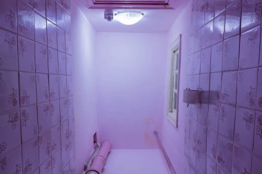 Eski tuvalet oda. Alt görünümü. Onarım gerekli.