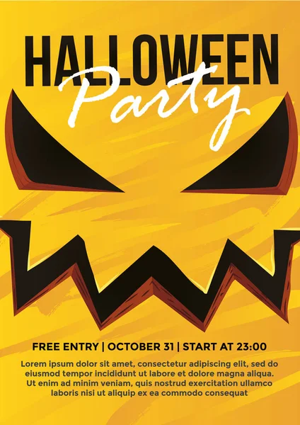 Halloween Flyer Pumpink Inbjudan Till Fest Vektorillustration Plats För Text — Stock vektor