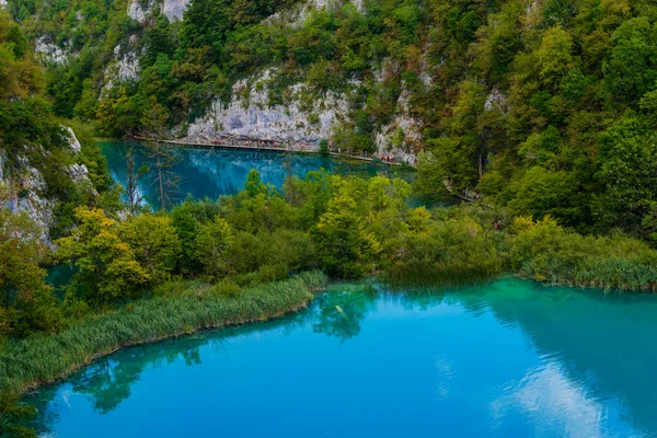 普利特维切湖国家公园的绿松石水 克罗地亚 — 图库照片