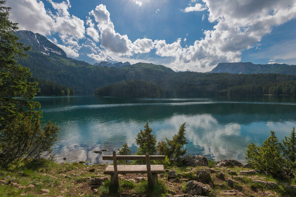 Natural landscape. Mountain lake, Black Lake, Durmitor National Park, Montenegro