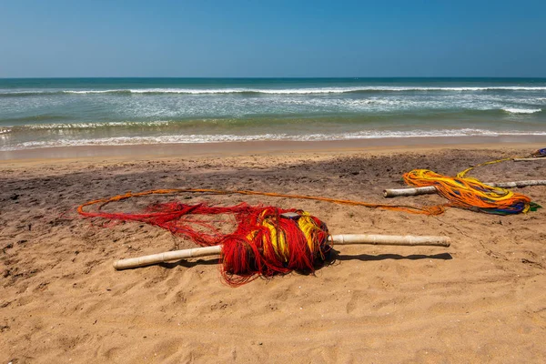 Playa Con Redes Pesca Sri Lanka —  Fotos de Stock