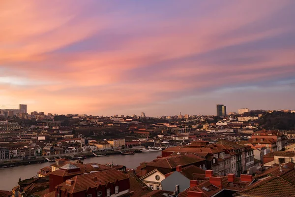 Panoramic View Old Porto Douro River Sunrise Porto Portugal — Stock Photo, Image