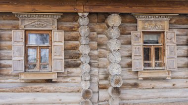 The Windows of the house of the nineteenth century in Russia clipart