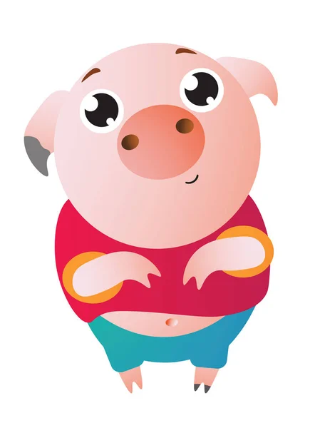 Un cerdo muy lindo con ojos grandes pide algo . — Vector de stock