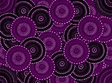 Mor, siyah ve beyaz renkli dairesel ve nokta deseni
