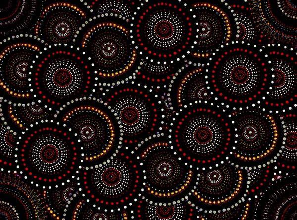 Siyah, beyaz, kırmızı ve sarı renkli daire ve nokta deseni