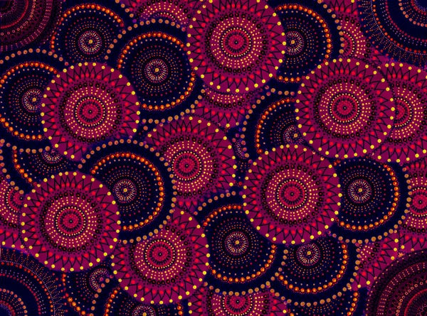 Mavi, sarı ve pembe renkli dairesel ve nokta deseni