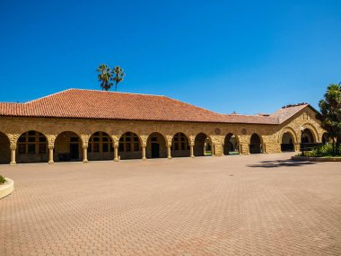 Open corridor inside Stanford University, CA clipart