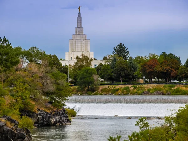 Umělé Vodopády Mormonské Svatyni Idaho City — Stock fotografie