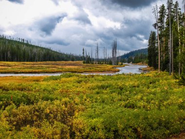 Bulutlar Snake Nehri üzerinde toplamak, Yellowstone Ulusal Parkı, ABD