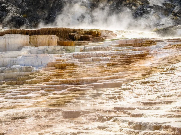 Mammoth Hot Springs Aktív Geológia Yellowstone Nemzeti Park Usa — Stock Fotó