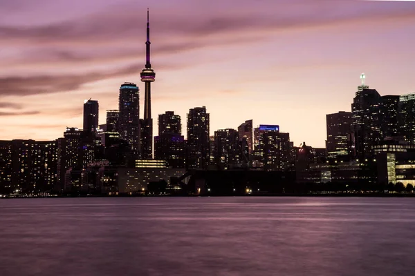 Early Morning Skyscraper Skyline Front Lake Toronto Ontario Canada — Stock Photo, Image