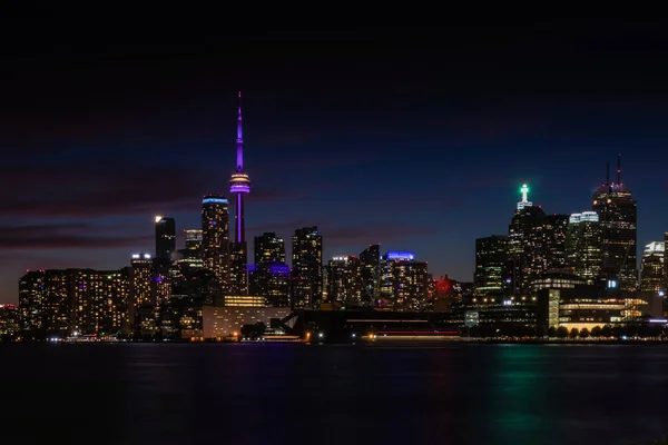 Fények Életre Kelnek City Skyline Toronto Ontario Kanada — Stock Fotó