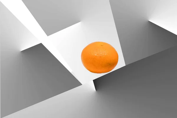 Koni şeklinde aydınlatılmış tek renkli bir uzayın ortasında turuncu