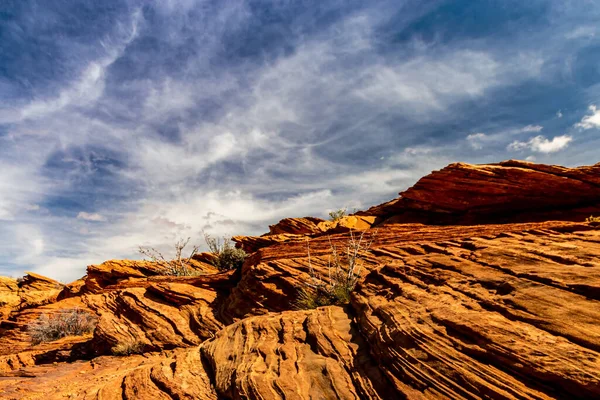 Endless Rock Patterns Leading Blue Sky Filled Clouds Page Usa — Stock Photo, Image