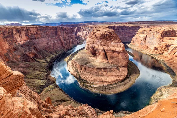 Tarde Brillante Parte Superior Del Río Colorado Curva Herradura Página — Foto de Stock