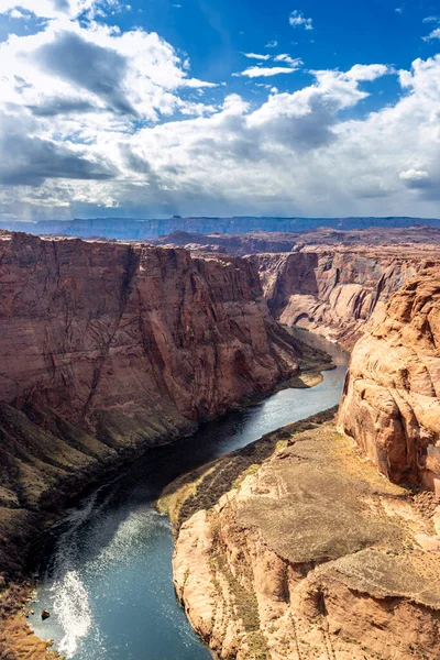 Nubes Cayendo Con Lluvia Distancia Horseshoe Bend Page — Foto de Stock