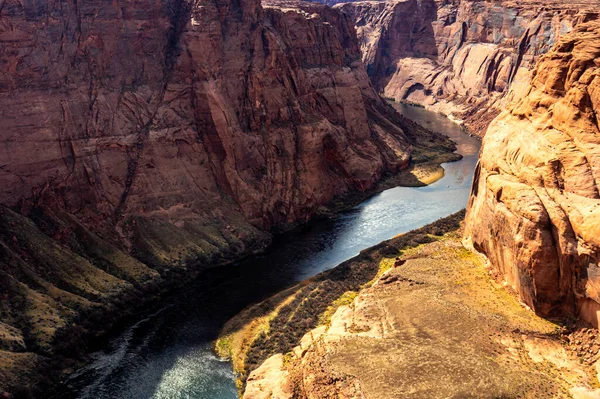 Luces Sombras Río Colorado Horseshoe Bend Page — Foto de Stock