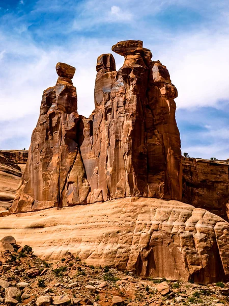 Giant, balancing rocks stand tall inside Arches National Park, UT, USA